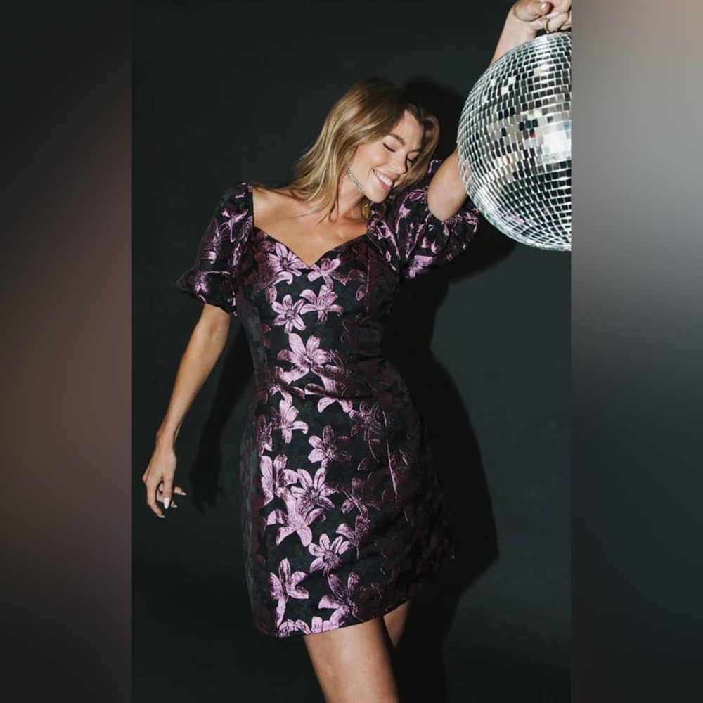Vici Black and Purple Floral Mini Dress